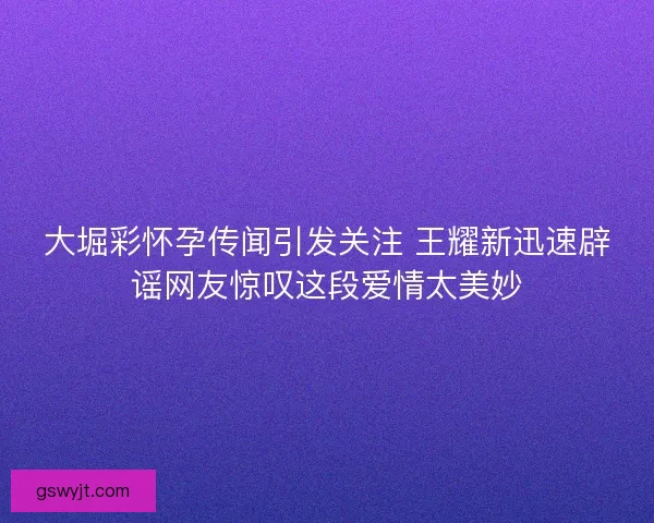大堀彩怀孕传闻引发关注 王耀新迅速辟谣网友惊叹这段爱情太美妙