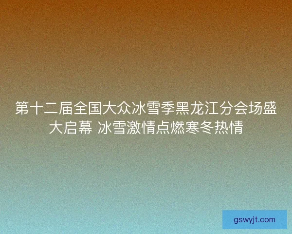 第十二届全国大众冰雪季黑龙江分会场盛大启幕 冰雪激情点燃寒冬热情