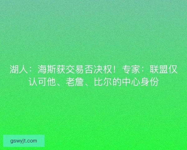 湖人：海斯获交易否决权！专家：联盟仅认可他、老詹、比尔的中心身份
