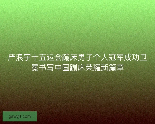 严浪宇十五运会蹦床男子个人冠军成功卫冕书写中国蹦床荣耀新篇章