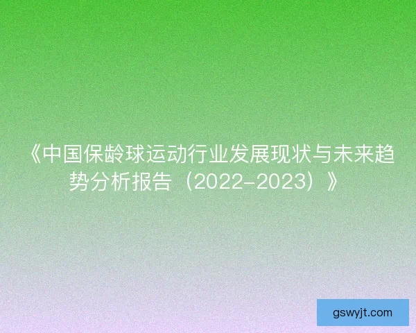 《中国保龄球运动行业发展现状与未来趋势分析报告（2022-2023）》